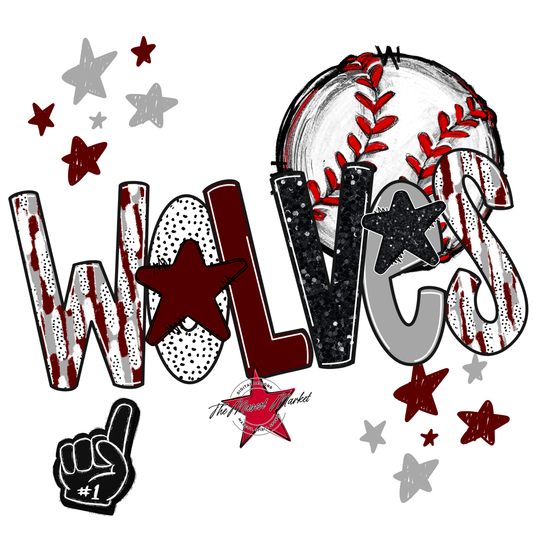 Wolves Baseball Scrape-Maroon-Grey