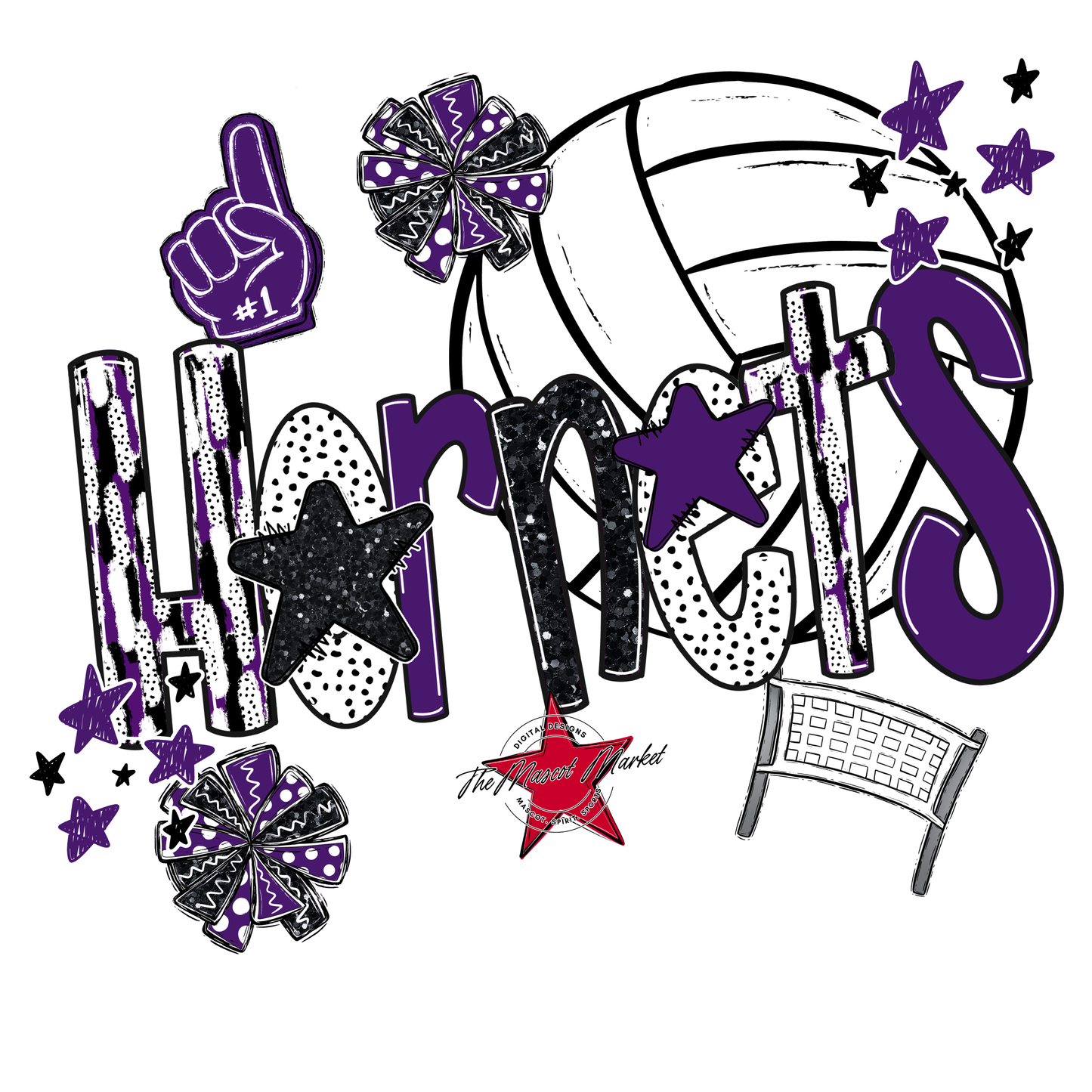 Hornets Volleyball Scrape-Purple