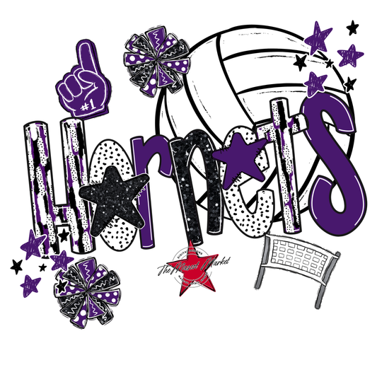 Hornets Volleyball Scrape-Purple