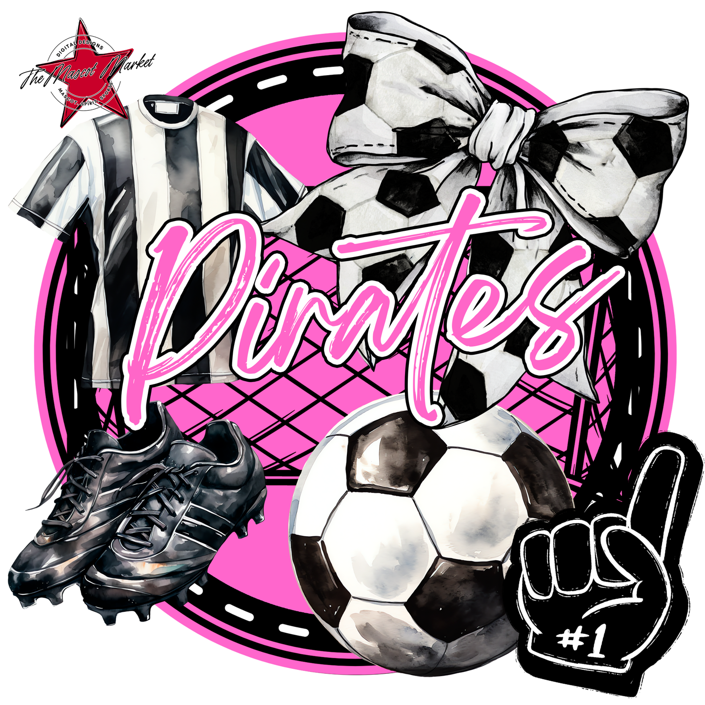Pirates Circle Soccer Design-Baby Pink