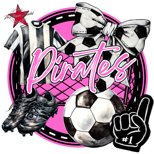 Pirates Circle Soccer Design-Baby Pink