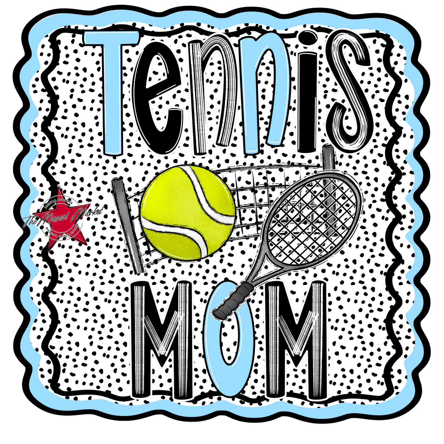 Tennis Mom Dot Design-Columbia Blue