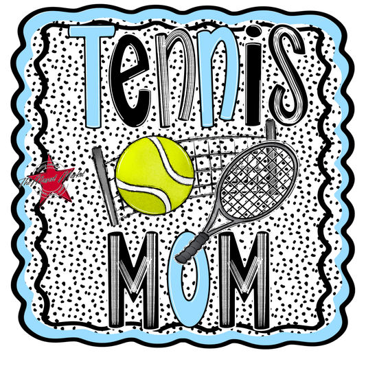 Tennis Mom Dot Design-Columbia Blue