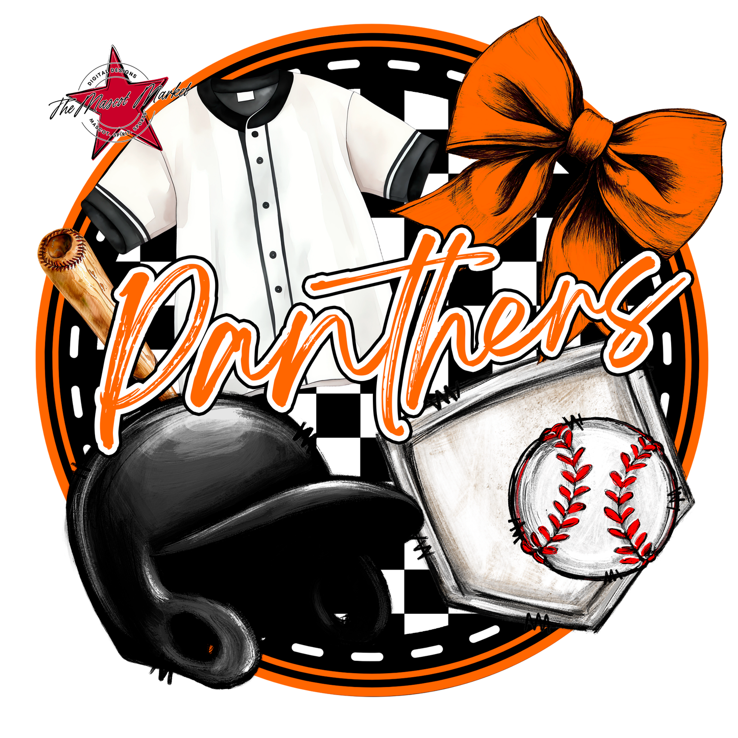 Panthers Circle Baseball Design-Orange