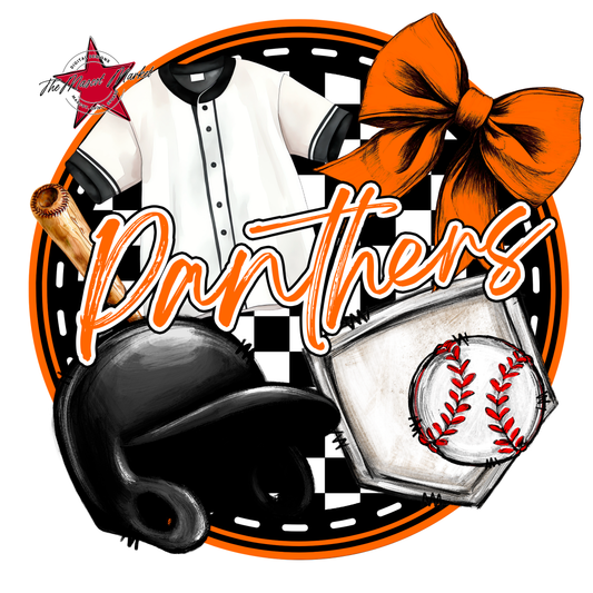 Panthers Circle Baseball Design-Orange