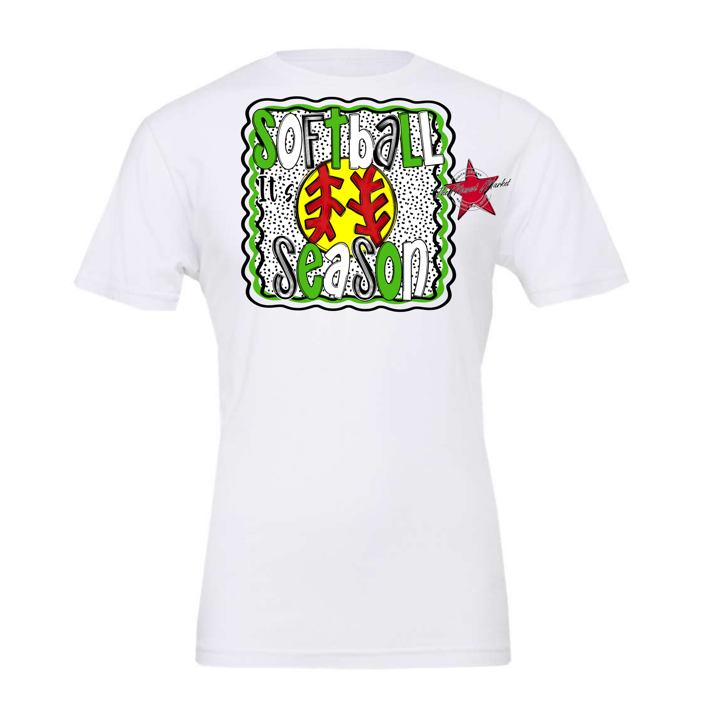 It's Softball Season Dot Design-Bright Green