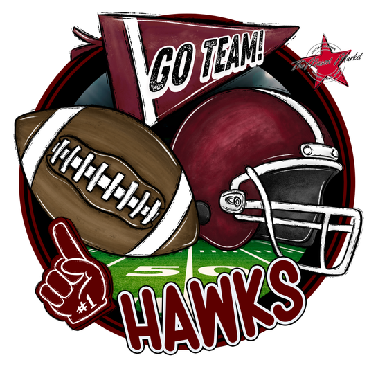 Hawks Circle Football Design-Maroon