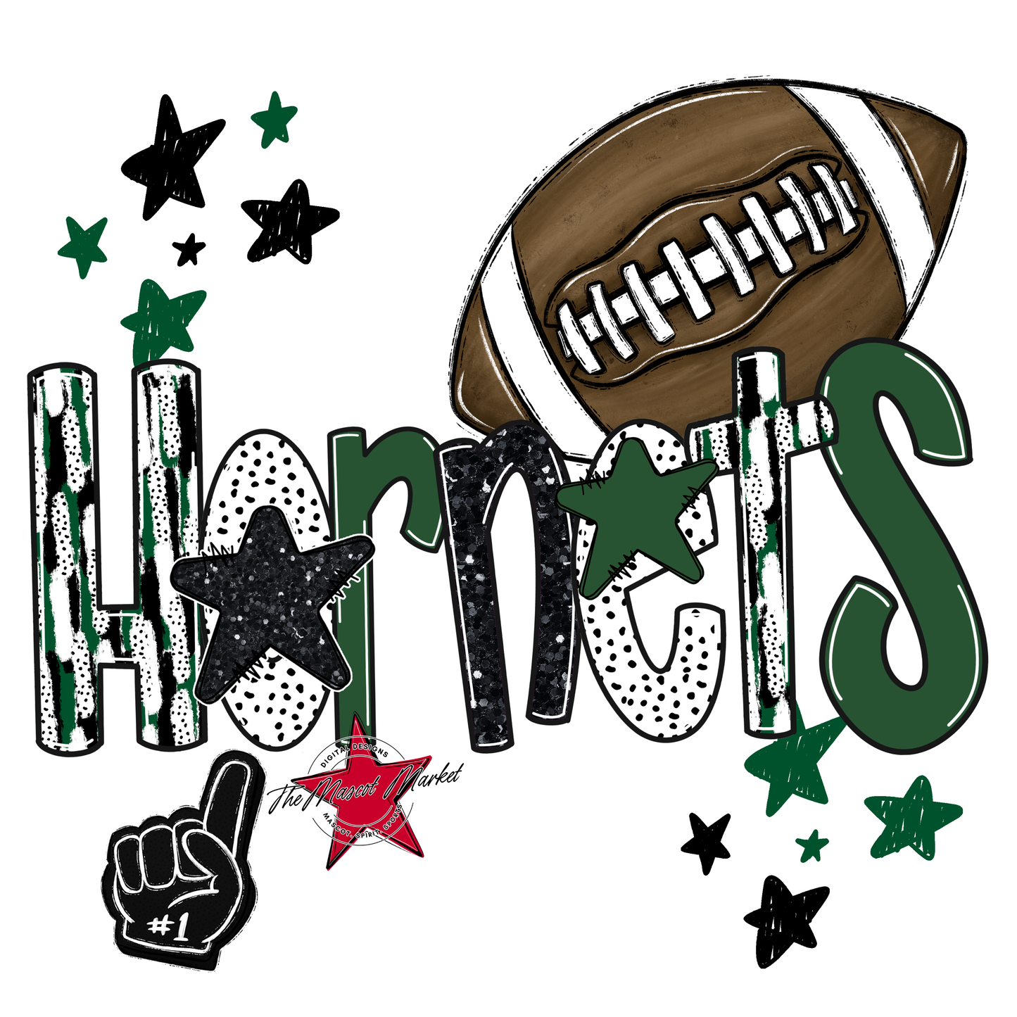 Hornets Football Scrape-Green