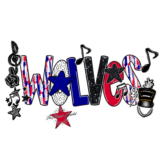 Wolves Band Scrape-Blue-Red