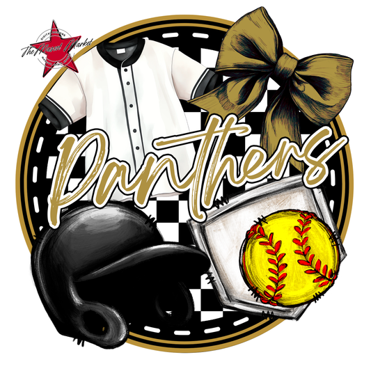Panthers Circle Softball Design-Gold