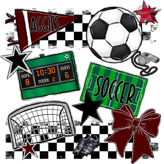 Aggies Soccer Checkers Design-Maroon