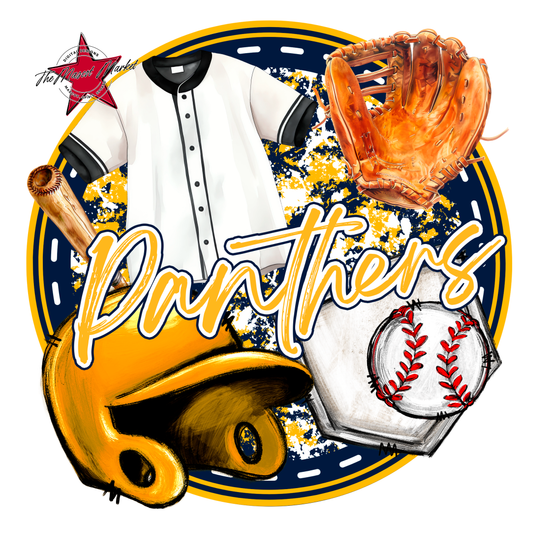 Panthers Circle Baseball Design-Navy-Yellow