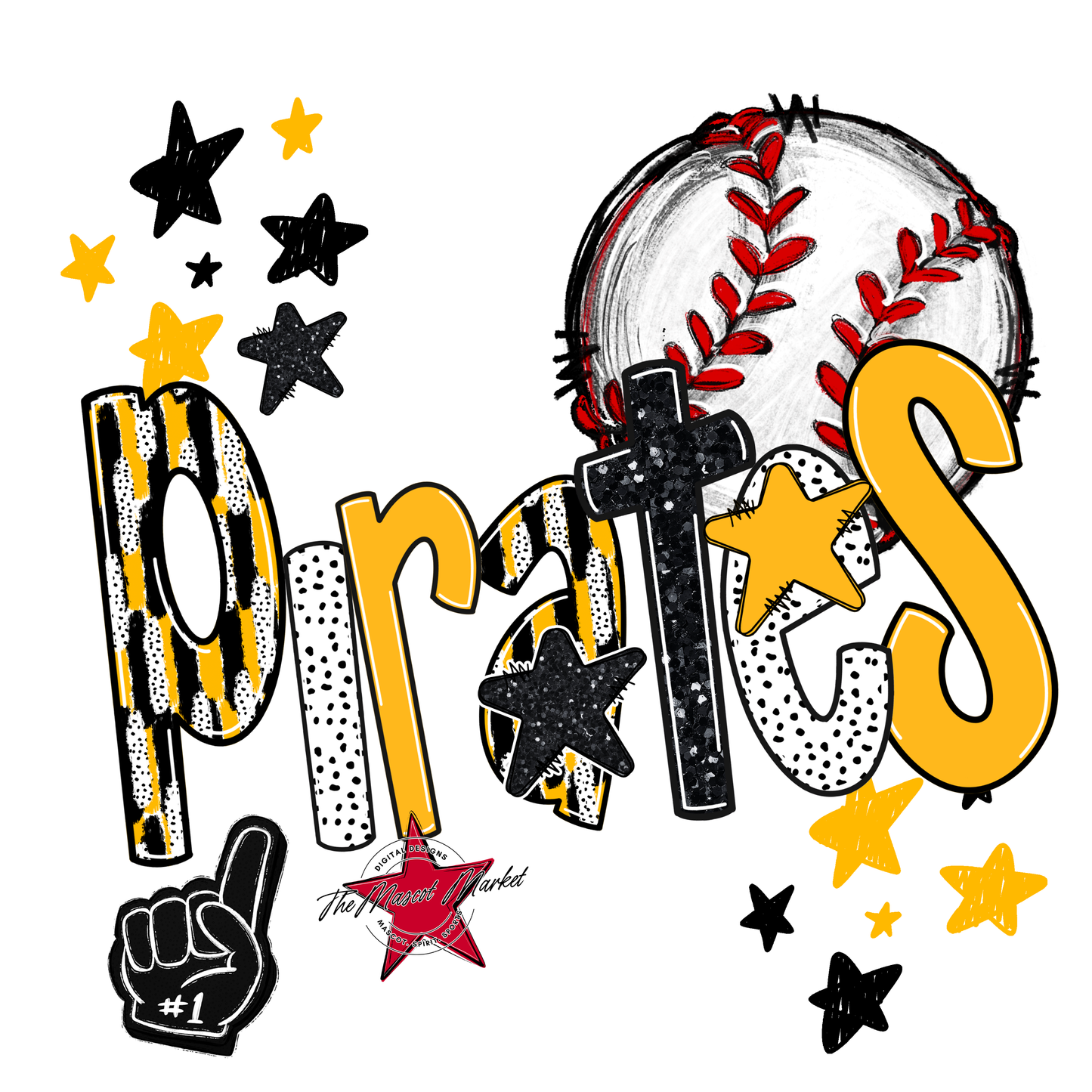 Pirates Baseball Scrape-Yellow