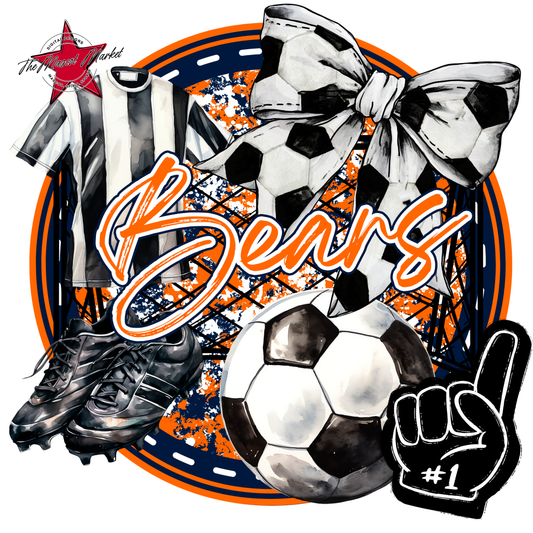 Bears Circle Soccer Design-Navy-Orange