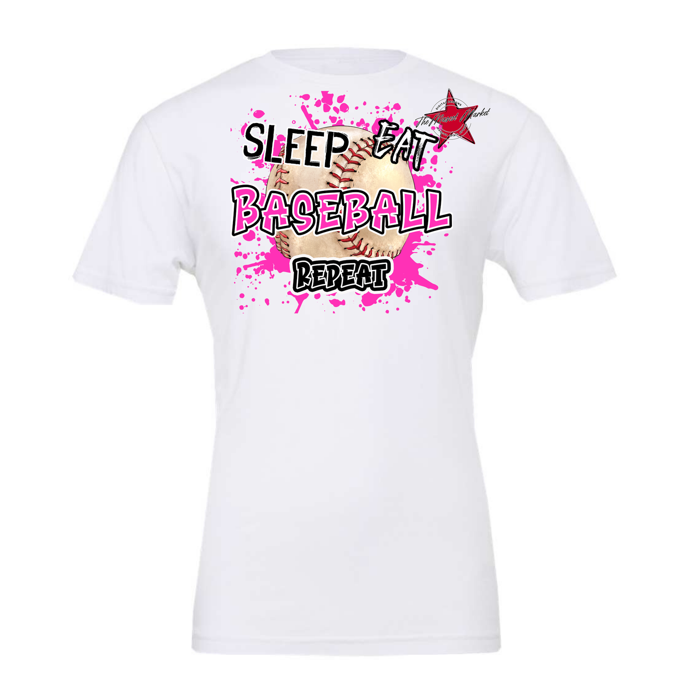 Eat Sleep Baseball Repeat Design-Pink