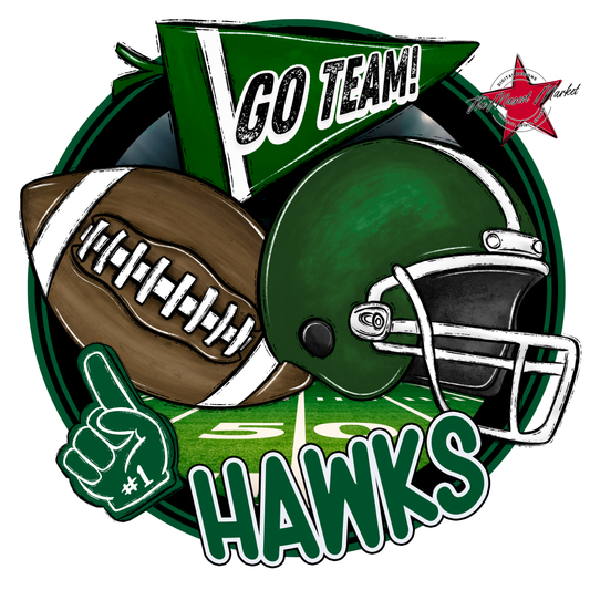 Hawks Circle Football Design-Green