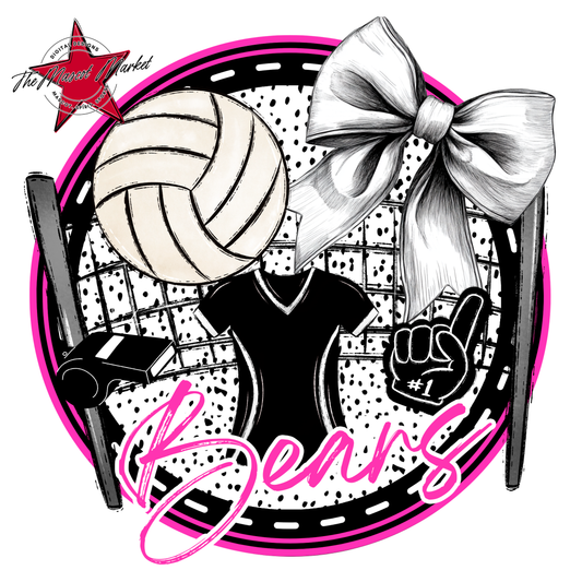 Bears Circle Volleyball Design-Pink