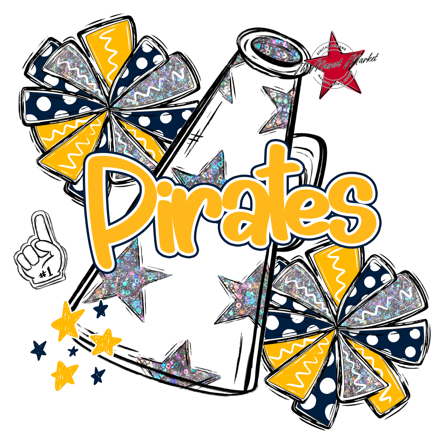 Pirates Alpha Megaphone Design-Navy-Yellow