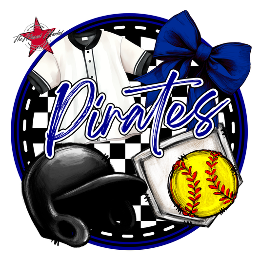 Pirates Circle Softball Design-Blue