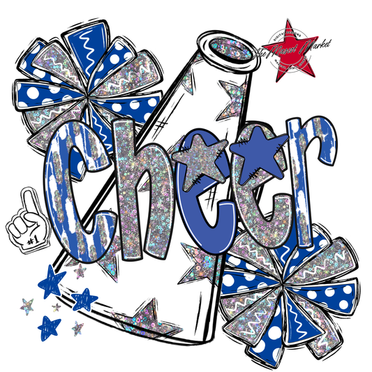Cheer Megaphone Scrape Holigraphic-Off Blue