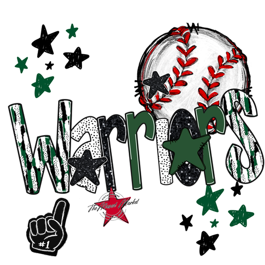 Warriors Baseball Scrape-Green