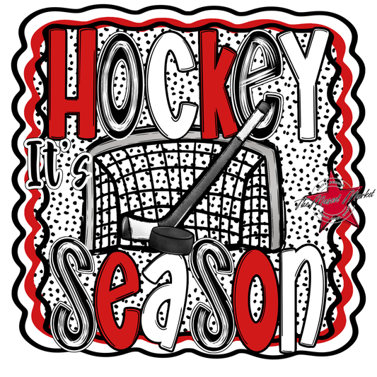 It's Hockey SeasonDot Design-Red