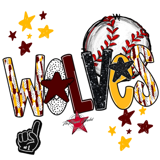 Wolves Baseball Scrape-Maroon-Yellow