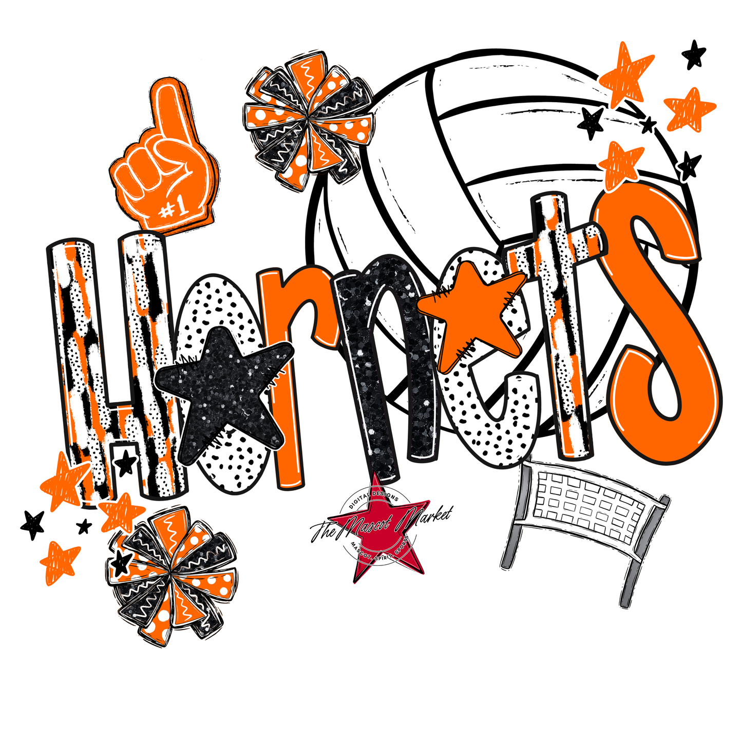 Hornets Volleyball Scrape-Orange