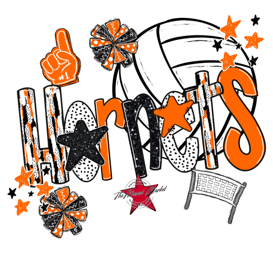 Hornets Volleyball Scrape-Orange