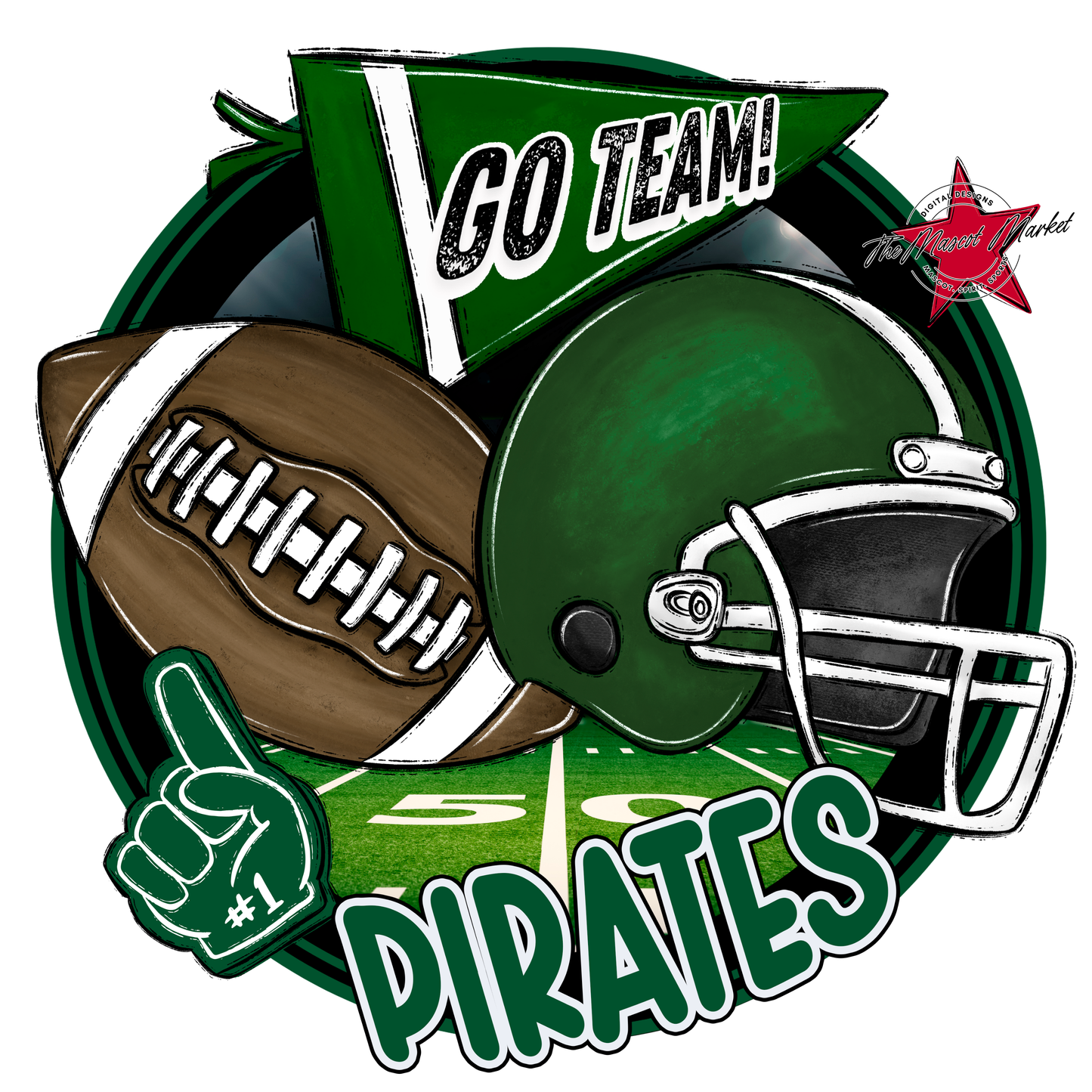 Pirates Circle Football Design-Green