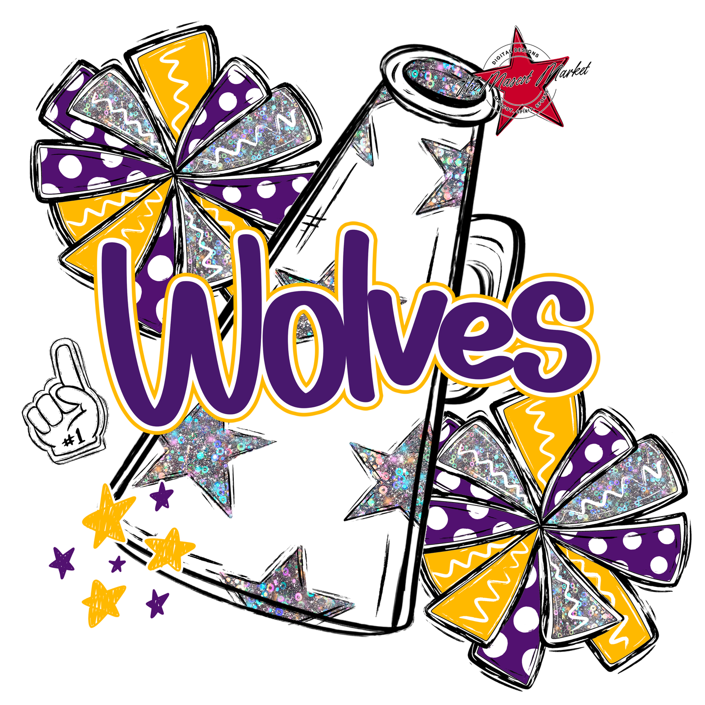 Wolves Alpha Megaphone Design-Purple-Yellow