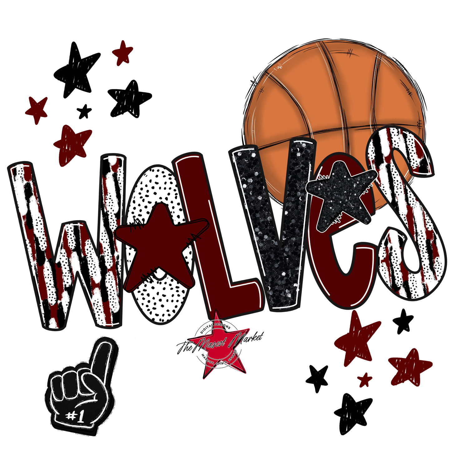 Wolves Basketball Scrape-Maroon