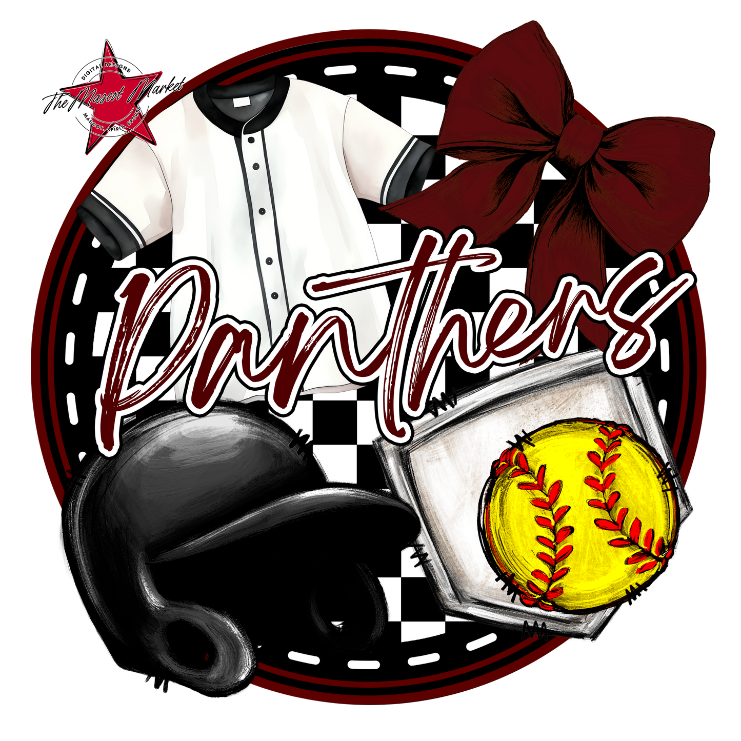 Panthers Circle Softball Design-Maroon