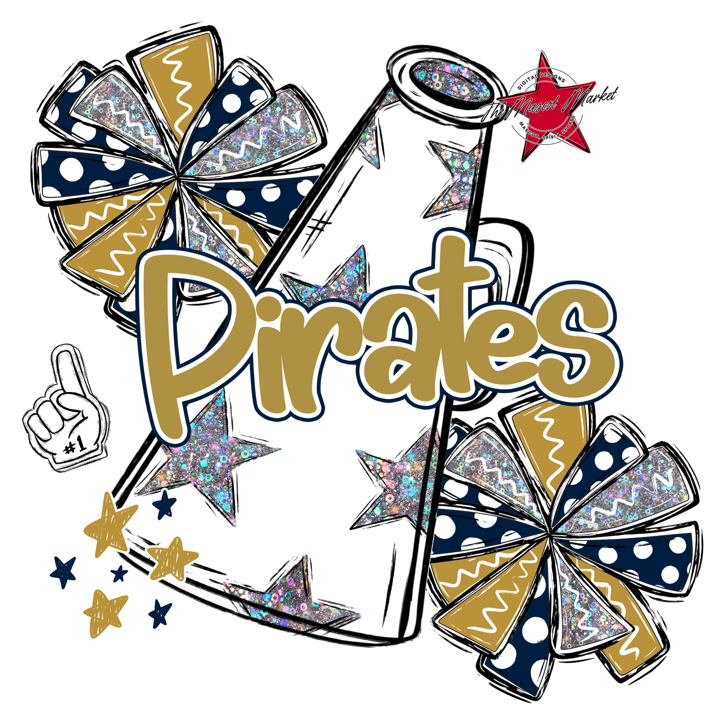 Pirates Alpha Megaphone Design-Navy-Gold