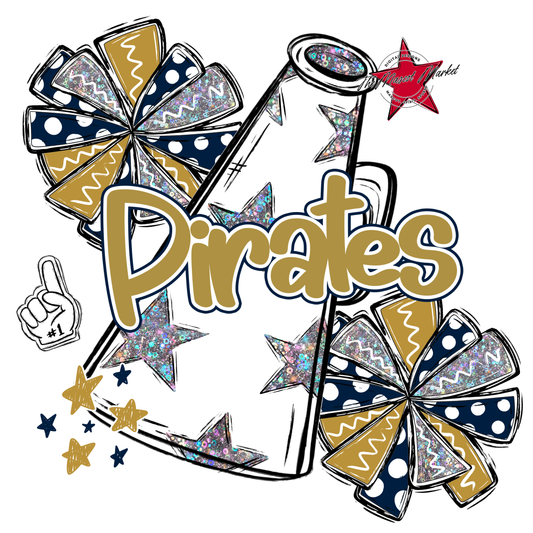 Pirates Alpha Megaphone Design-Navy-Gold