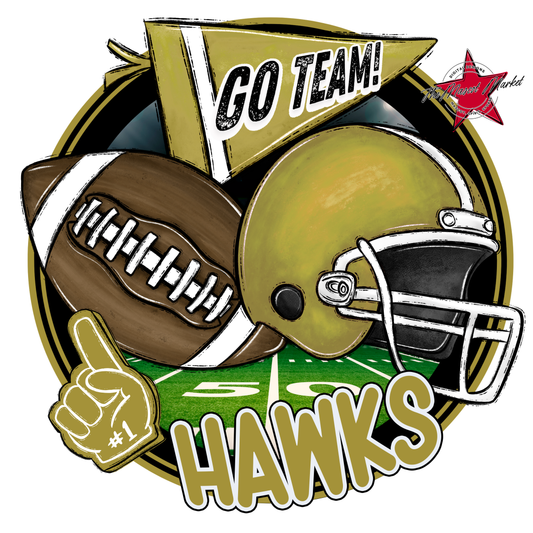 Hawks Circle Football Design-Gold
