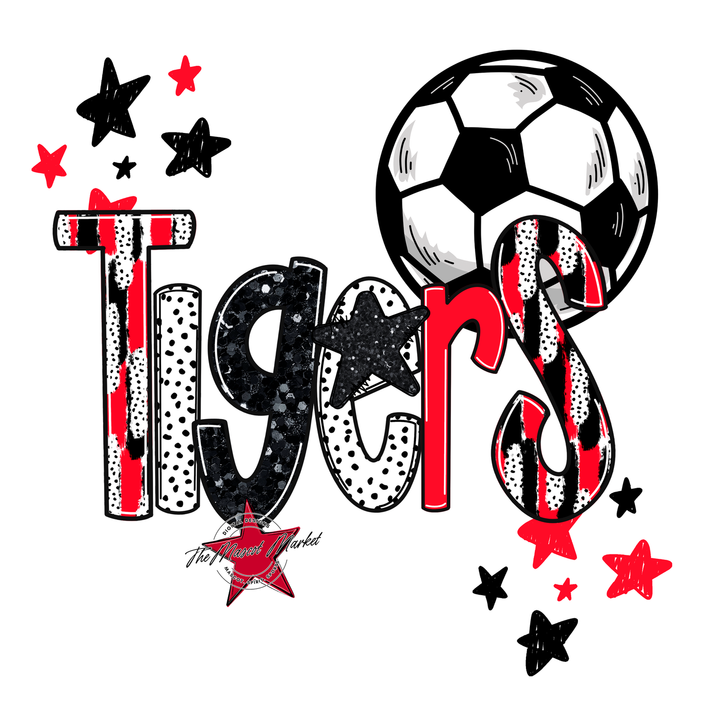 Tigers Soccer Scrape-Bright Red