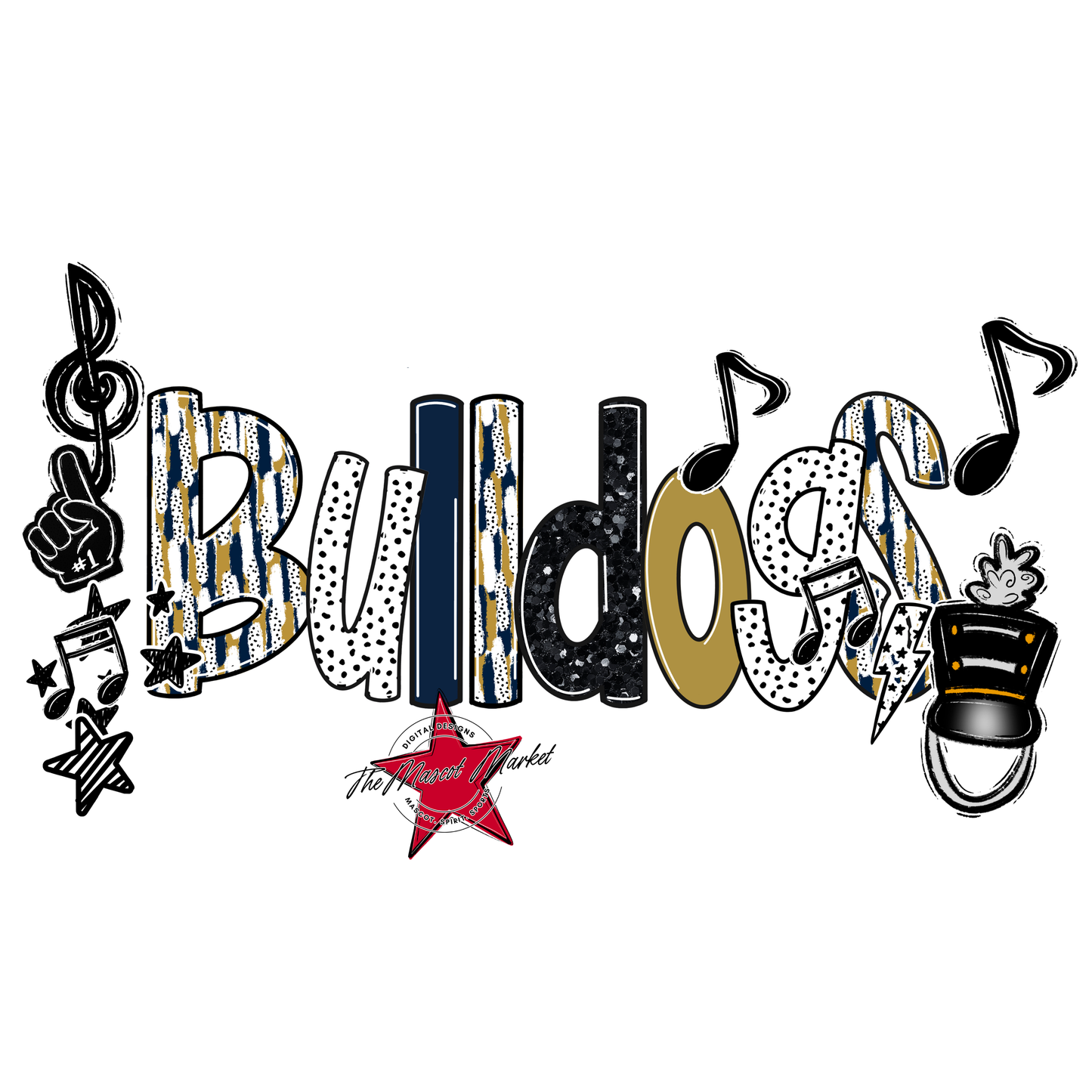 Bulldogs Band Scrape-Navy-Gold