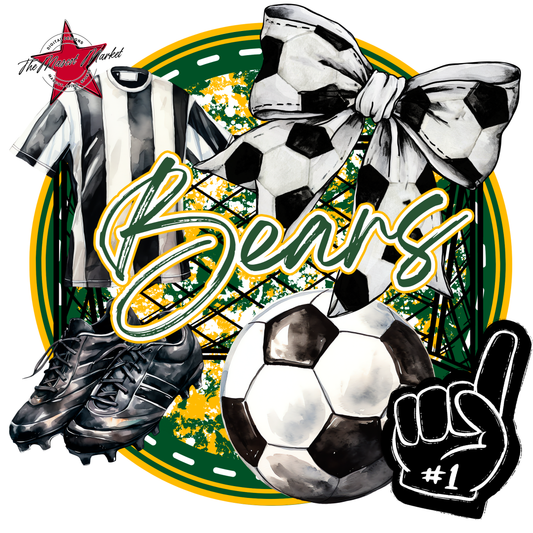 Bears Circle Soccer Design-Green-Yellow