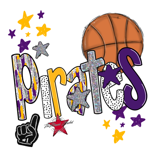 Pirates Basketball Scrape-Purple-Yellow