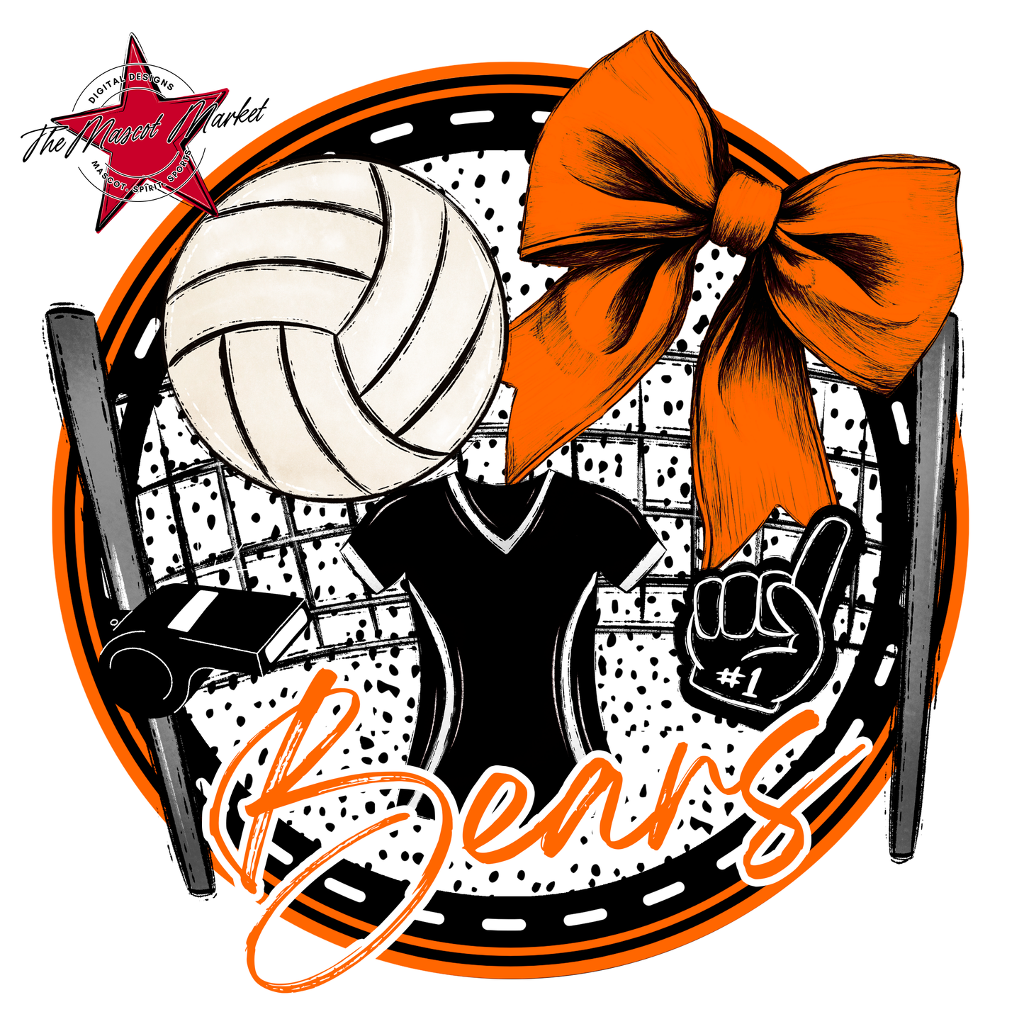 Bears Circle Volleyball Design-Orange