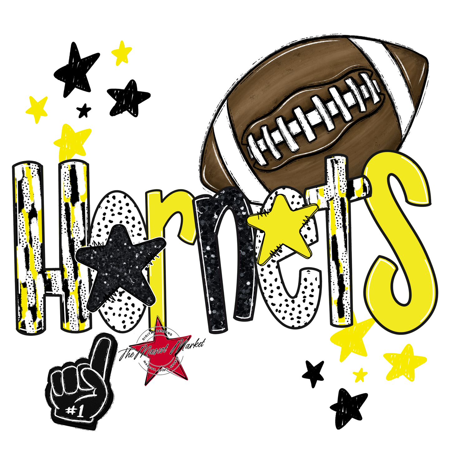 Hornets Football Scrape-Bright Yellow