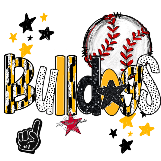 Bulldogs Baseball Scrape-Yellow