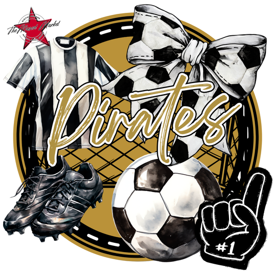 Pirates Circle Soccer Design-Gold