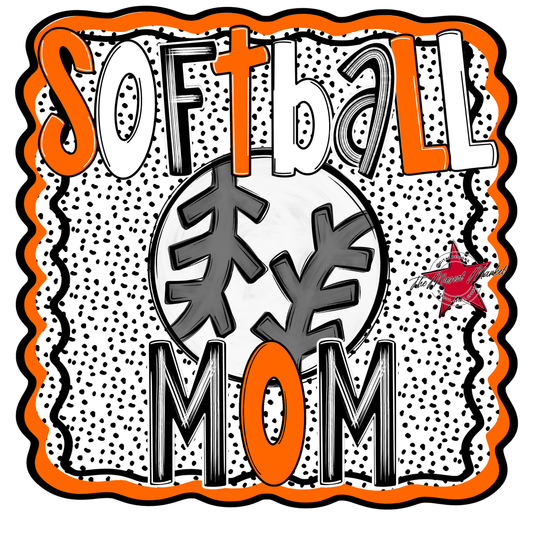 Softball Mom Dot Design-Orange