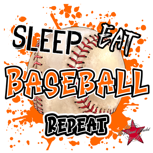 Eat Sleep Baseball Repeat Design-Orange