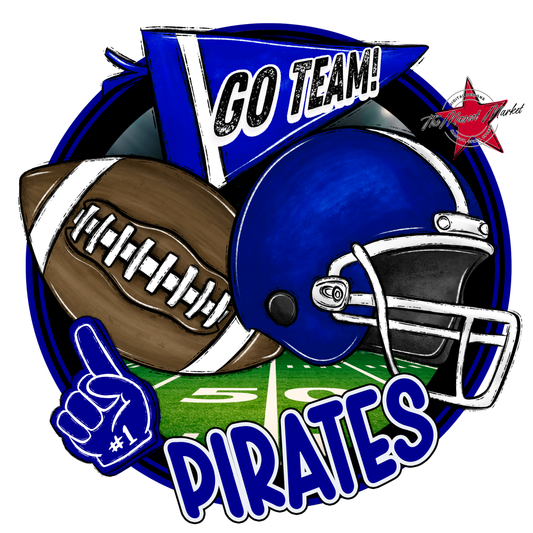 Pirates Circle Football Design-Blue
