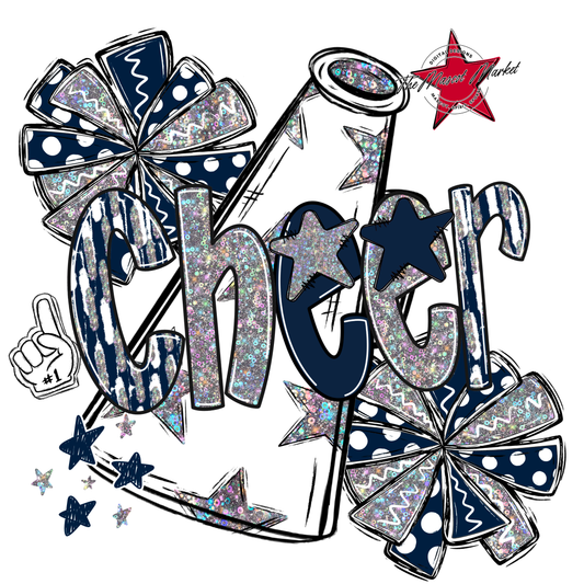 Cheer Megaphone Scrape Holigraphic-Navy