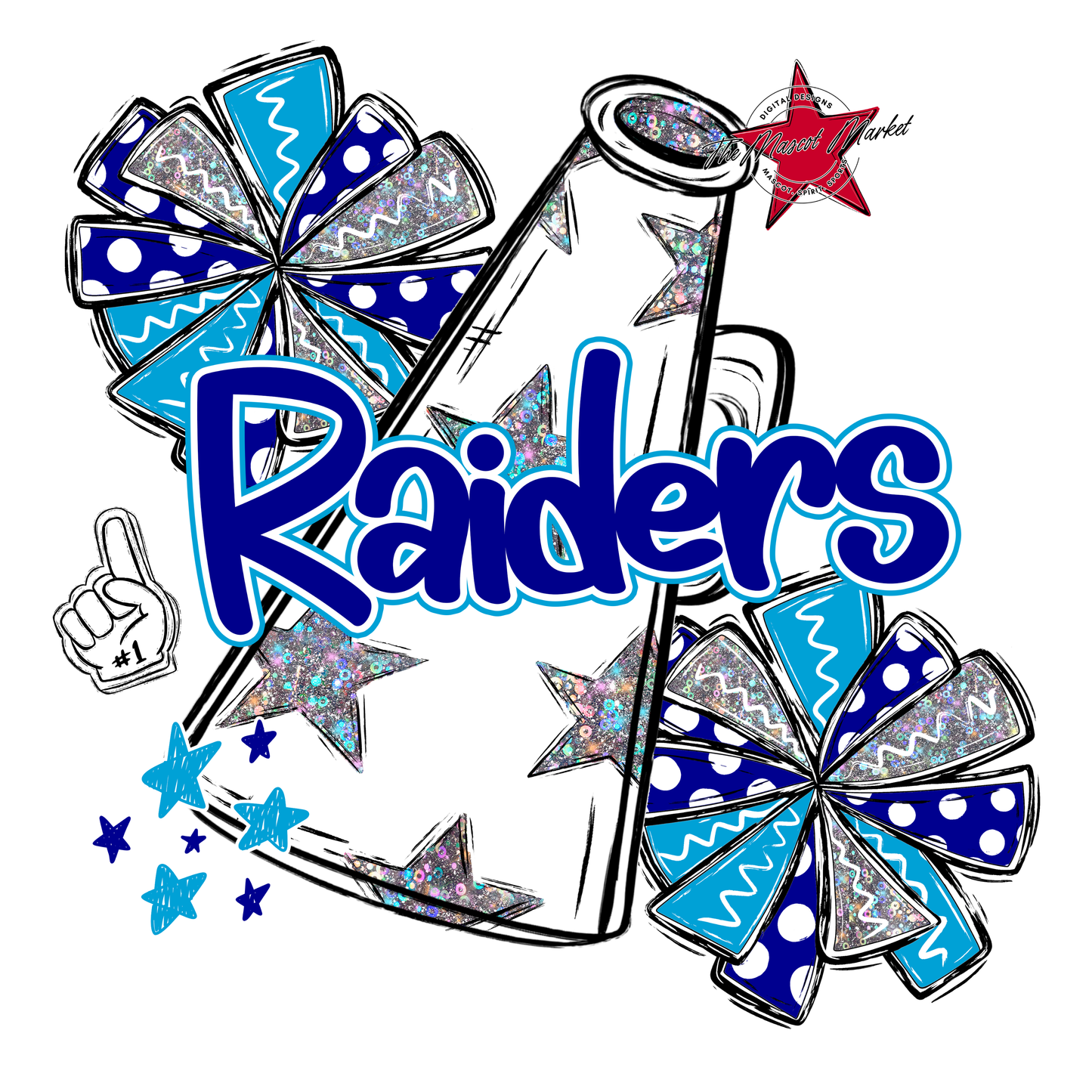 Raiders Alpha Megaphone Cheer-Navy-Carolina Blue