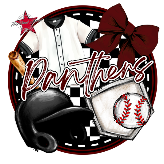 Panthers Circle Baseball Design-Maroon